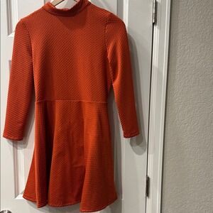 Free People Flirt & Flare Rust Textured Stretch Polka Dot Mini Dress - S